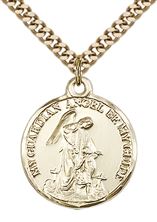 14KT GOLD FILLED GUARDIAN ANGEL PENDANT ON A CHAIN - 7/8" x 3/4"